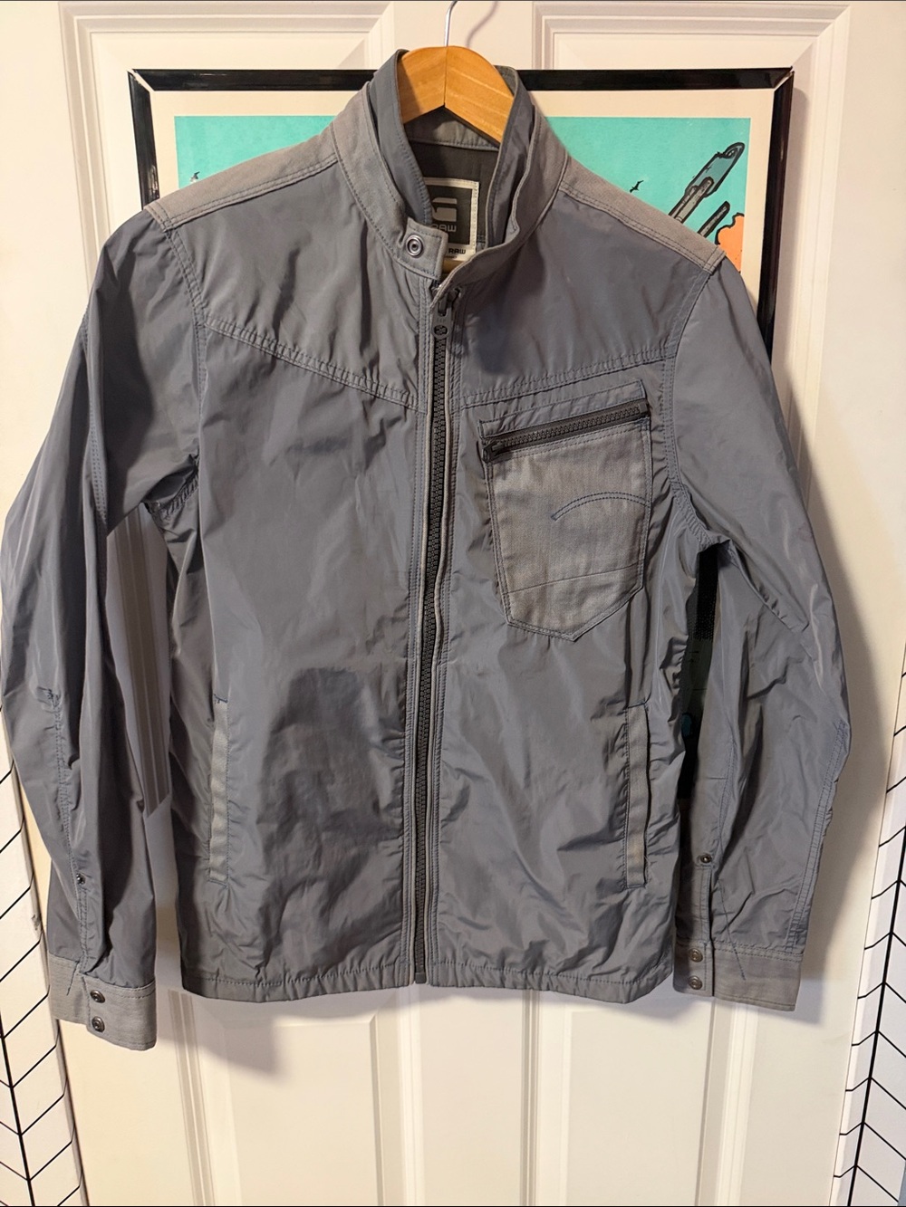 G-Star Men's Light Gray Zip-Up Field Jacket